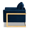 Baxton Studio Matteo Royal Blue Velvet Upholstered Gold Finished Armchair 156-9782